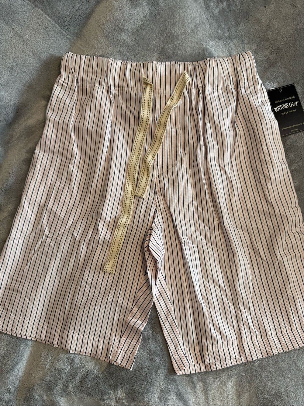 Bottoms Out Men's Striped Drawstring Pajama Shorts - Beige/Blue